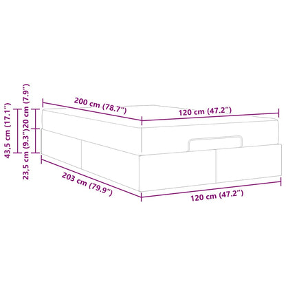 Sengestel Med Madras Blcak 120 200 Cm Stof - Billede 12