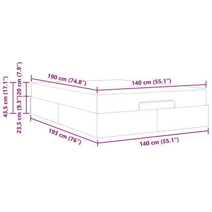 Sengestel Med Madras Mørkegrå 140 X 190 Cm Stof - Billede 12