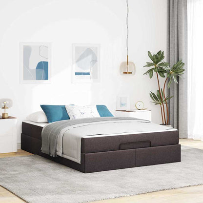 Sengestel Med Madras Mørkebrun 140 X 190 Cm Stof - Hovedbillede