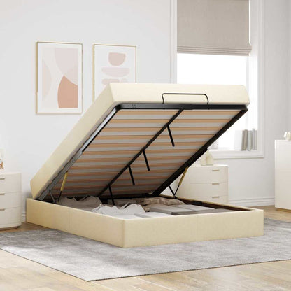 Sengestel Med Madras Creme 140 X 190 Cm Stof - Billede 4