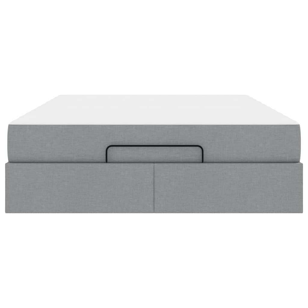 Sengestel Med Madras Lysegrå 140 X 200 Cm Stof - Billede 7