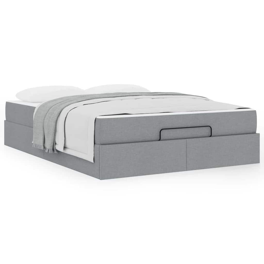Sengestel Med Opbevaring Lysegrå 160 X 200 Cm Stof - Billede 4