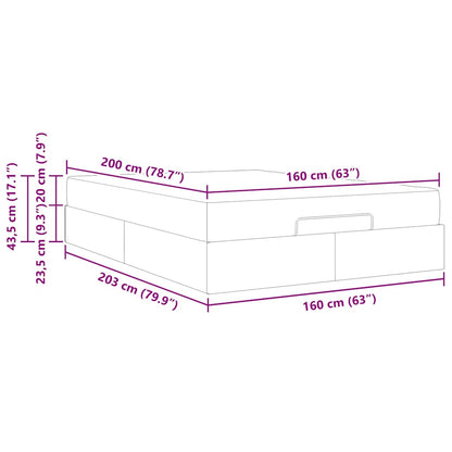 Sengestel Med Opbevaring Blcak 160 X 200 Cm Stof - Billede 12