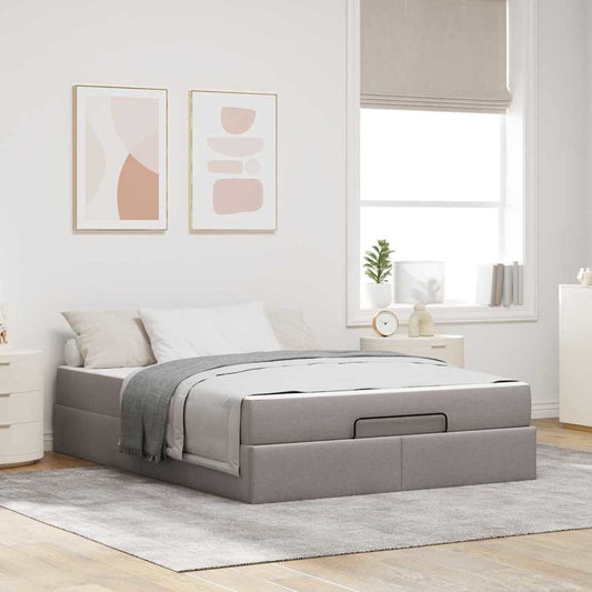 Sengestel Med Opbevaring Gråbrun 160 X 200 Cm Stof - Hovedbillede