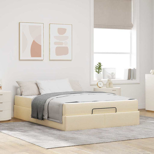 Sengestel Med Opbevaring Creme 160 X 200 Cm Stof - Hovedbillede