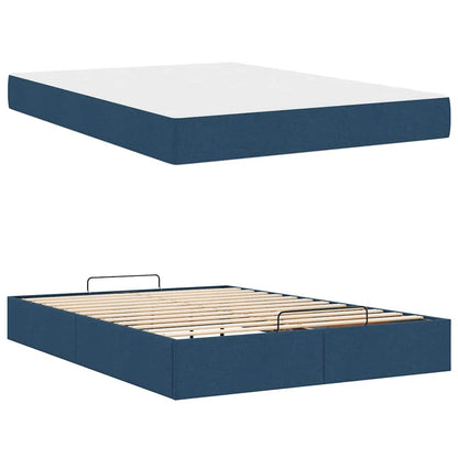 Sengestel Med Opbevaring Blå 160 X 200 Cm Stof - Billede 5