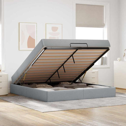 Sengestel Med Opbevaring Lysegrå 180 X 200 Cm Stof - Billede 5