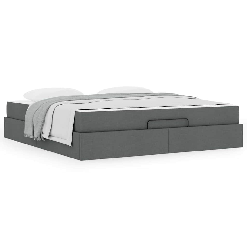 Sengestel Med Opbevaring Mørkegrå 180 X 200 Cm Stof - Billede 4