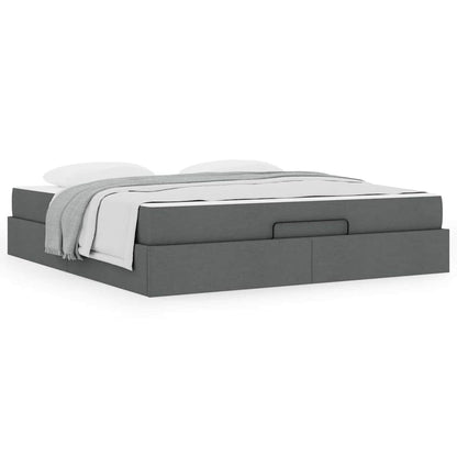 Sengestel Med Opbevaring Mørkegrå 180 X 200 Cm Stof - Billede 4