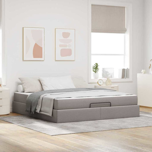 Sengestel Med Opbevaring Gråbrun 180 X 200 Cm Stof - Hovedbillede