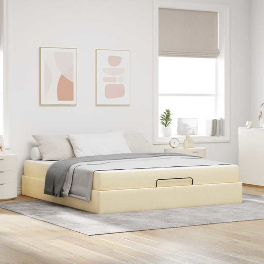 Sengestel Med Opbevaring Creme 180 X 200 Cm Stof - Hovedbillede