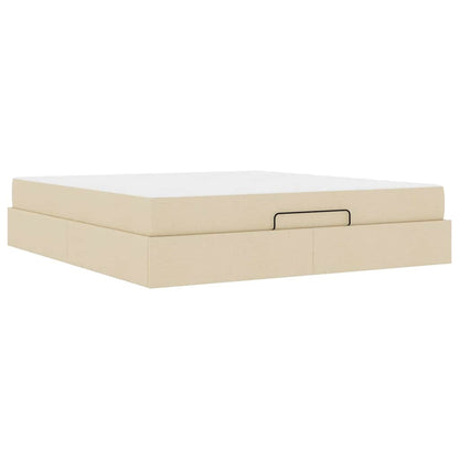 Sengestel Med Opbevaring Creme 180 X 200 Cm Stof - Billede 2