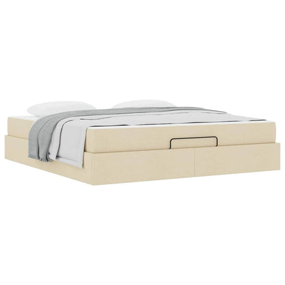Sengestel Med Opbevaring Creme 180 X 200 Cm Stof - Billede 3