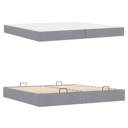 Sengestel Med Opbevaring Lysegrå 200 X 200 Cm Stof - Billede 5