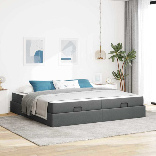 Sengestel Med Opbevaring Mørkegrå 200 X 200 Cm Stof - Hovedbillede