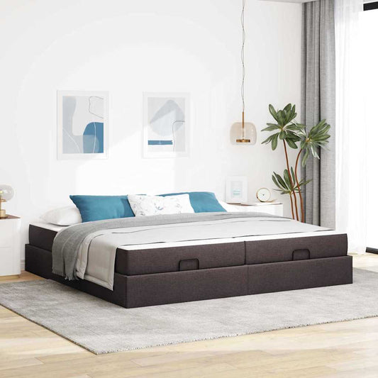 Sengestel Med Opbevaring Mørkebrun 200 X 200 Cm Stof - Hovedbillede