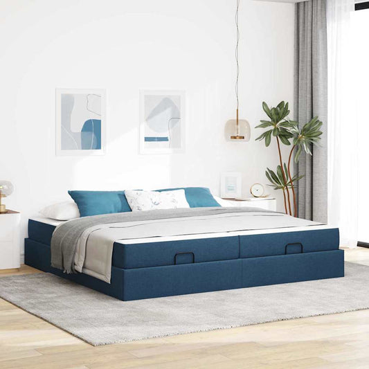 Sengestel Med Opbevaring Blå 200 X 200 Cm Stof - Hovedbillede