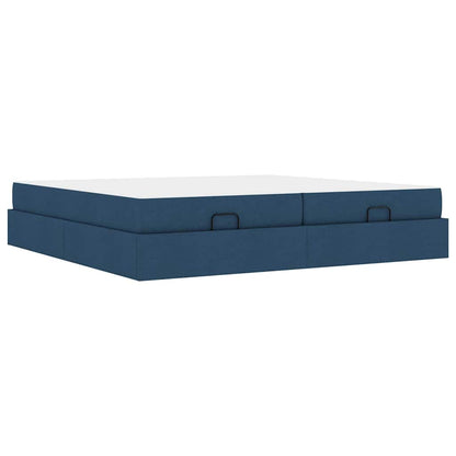 Sengestel Med Opbevaring Blå 200 X 200 Cm Stof - Billede 2
