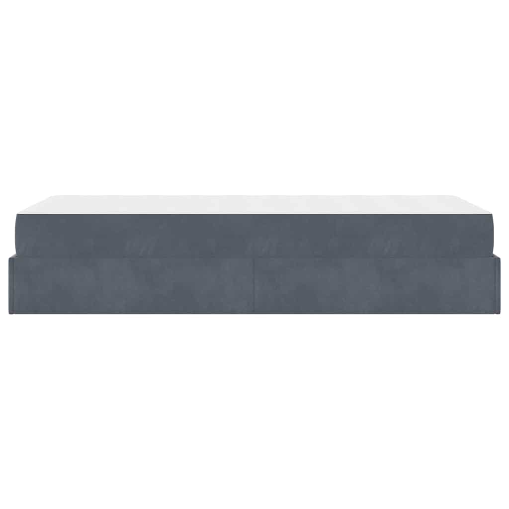 Sengestel Med Madras Med Opbevaring Mørkegrå 80 200 Cm Fløjl - Billede 8