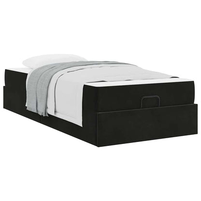 Sengestel Med Madras Med Opbevaring Blcak 80 X 200 Cm Fløjl - Billede 3