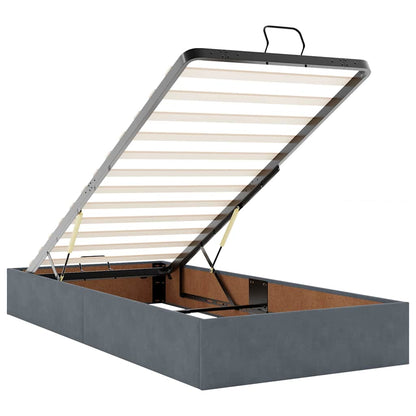 Sengestel Med Madras Med Opbevaring Mørkegrå 90 X 190 Cm Fløjl - Billede 11