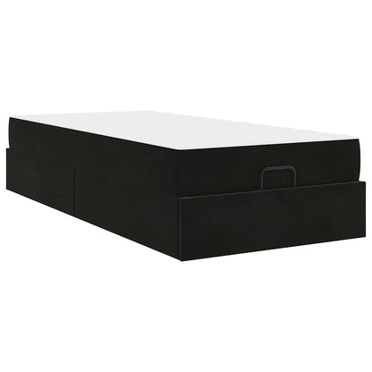 Sengestel Med Madras Med Opbevaring Blcak 90 X 190 Cm Fløjl - Billede 2