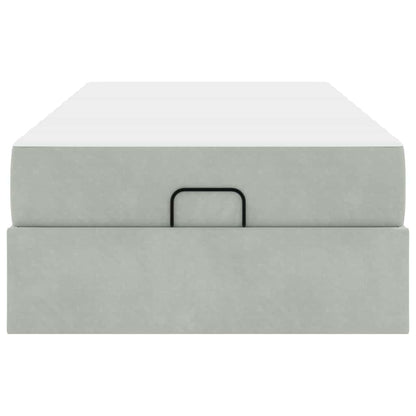 Sengestel Med Madras Med Opbevaring Lysegrå 90 X 200 Cm Fløjl - Billede 7