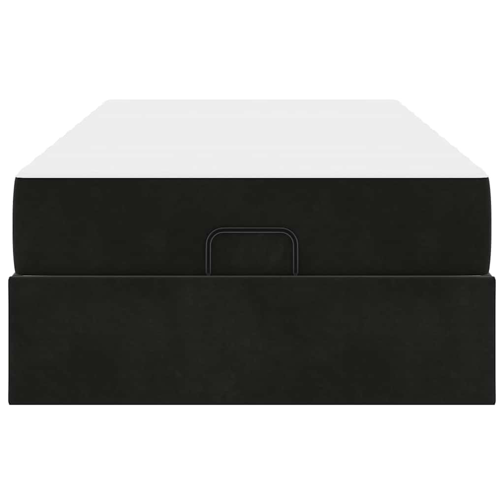 Sengestel Med Madras Med Opbevaring Blcak 90 X 200 Cm Fløjl - Billede 7