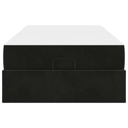 Sengestel Med Madras Med Opbevaring Blcak 90 X 200 Cm Fløjl - Billede 7