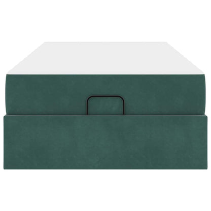 Sengestel Med Madras Med Opbevaring Mørkegrøn 90 X 200 Cm Fløjl - Billede 6