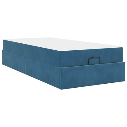 Sengestel Med Madras Med Opbevaring Blå 90 X 200 Cm Fløjl - Billede 8