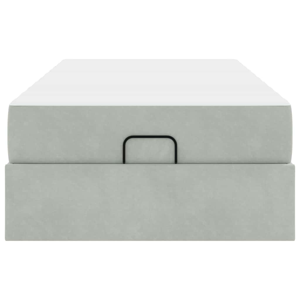 Sengestel Med Madras Med Opbevaring Lysegrå 100 200 Cm Fløjl - Billede 7