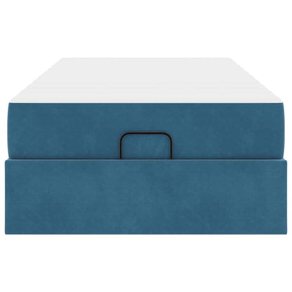 Sengestel Med Madras Med Opbevaring Blå 100 X 200 Cm Fløjl - Billede 7