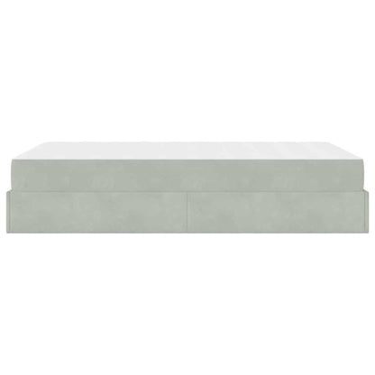 Sengestel Med Madras Med Opbevaring Lysegrå 120 X 190 Cm Fløjl - Billede 7