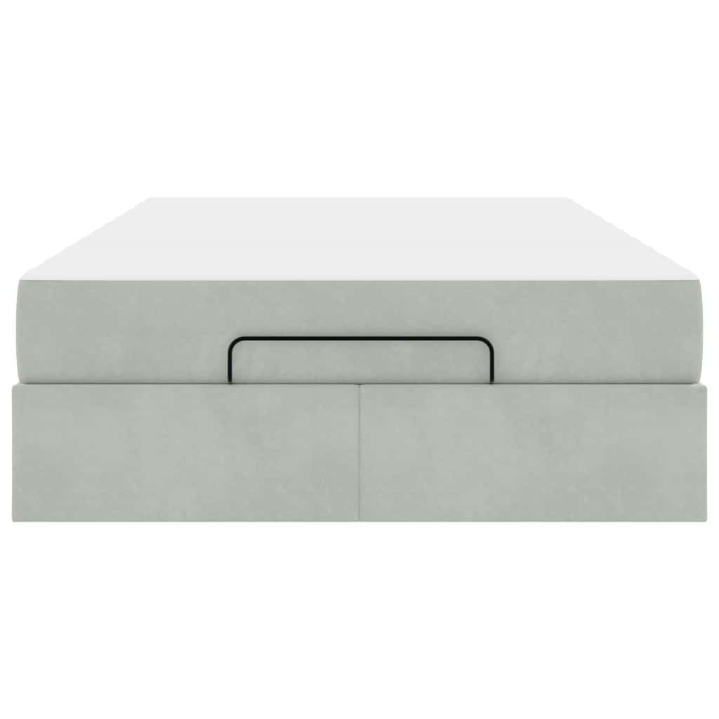 Sengestel Med Madras Med Opbevaring Lysegrå 120 200 Cm Fløjl - Billede 7