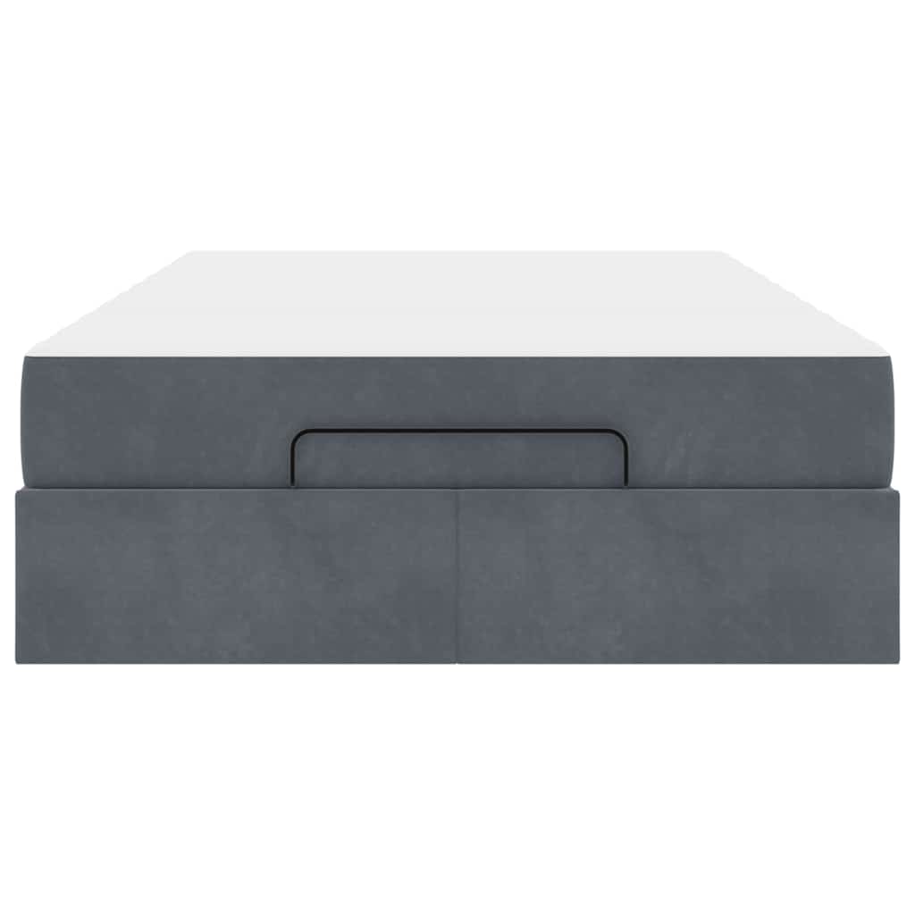 Sengestel Med Madras Med Opbevaring Mørkegrå 120 200 Cm Fløjl - Billede 7