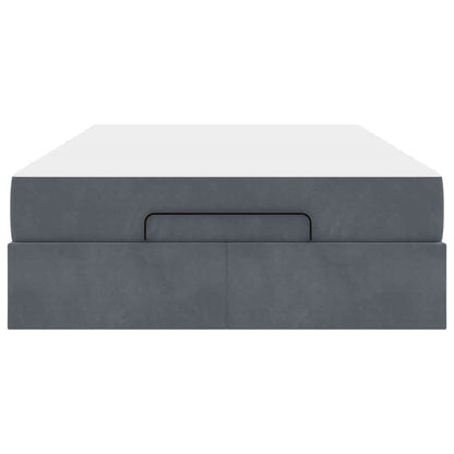 Sengestel Med Madras Med Opbevaring Mørkegrå 120 200 Cm Fløjl - Billede 7