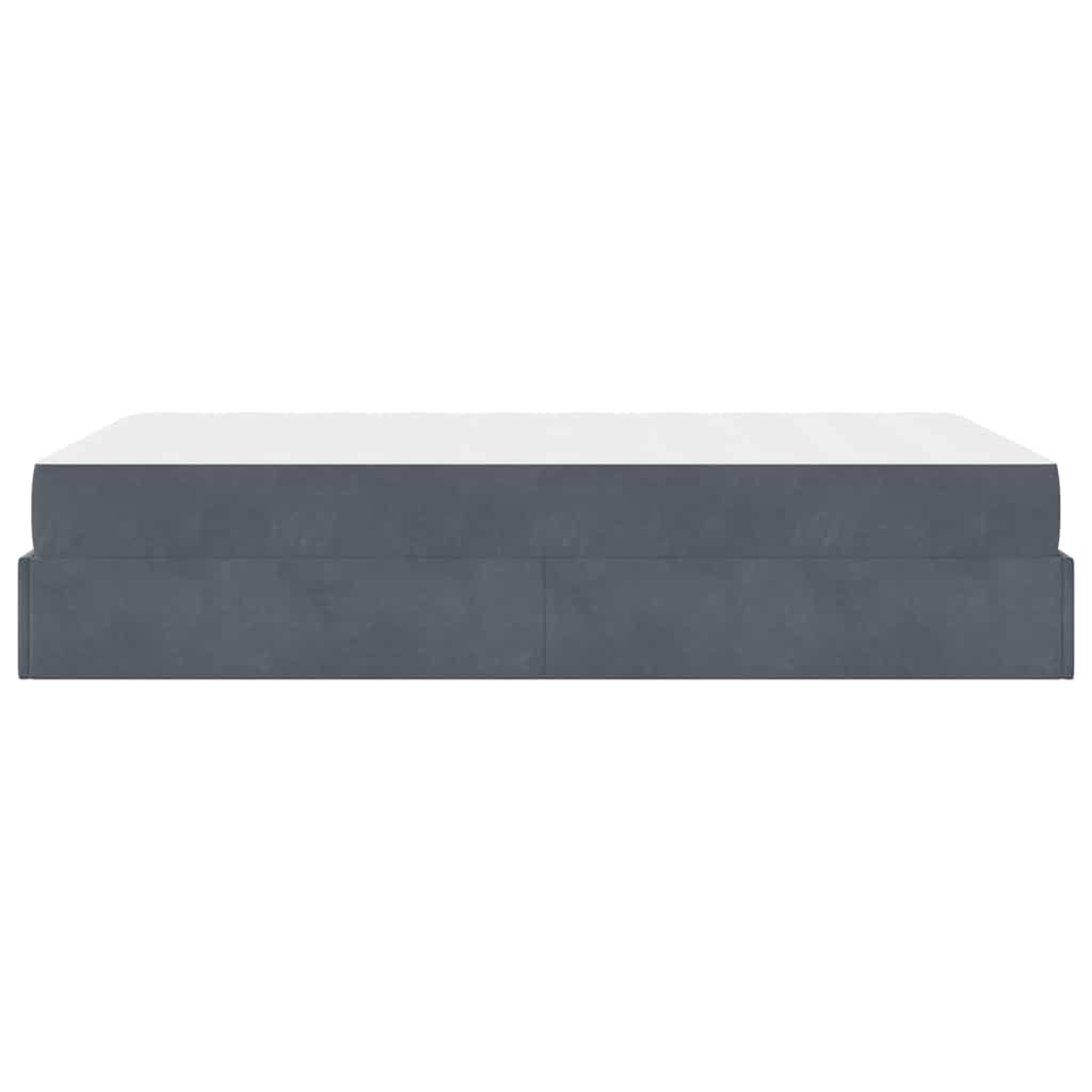 Sengestel Med Madras Med Opbevaring Mørkegrå 120 200 Cm Fløjl - Billede 8