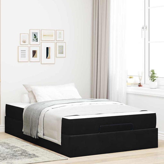Sengestel Med Madras Med Opbevaring Blcak 120 X 200 Cm Fløjl - Hovedbillede