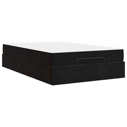 Sengestel Med Madras Med Opbevaring Blcak 120 X 200 Cm Fløjl - Billede 8