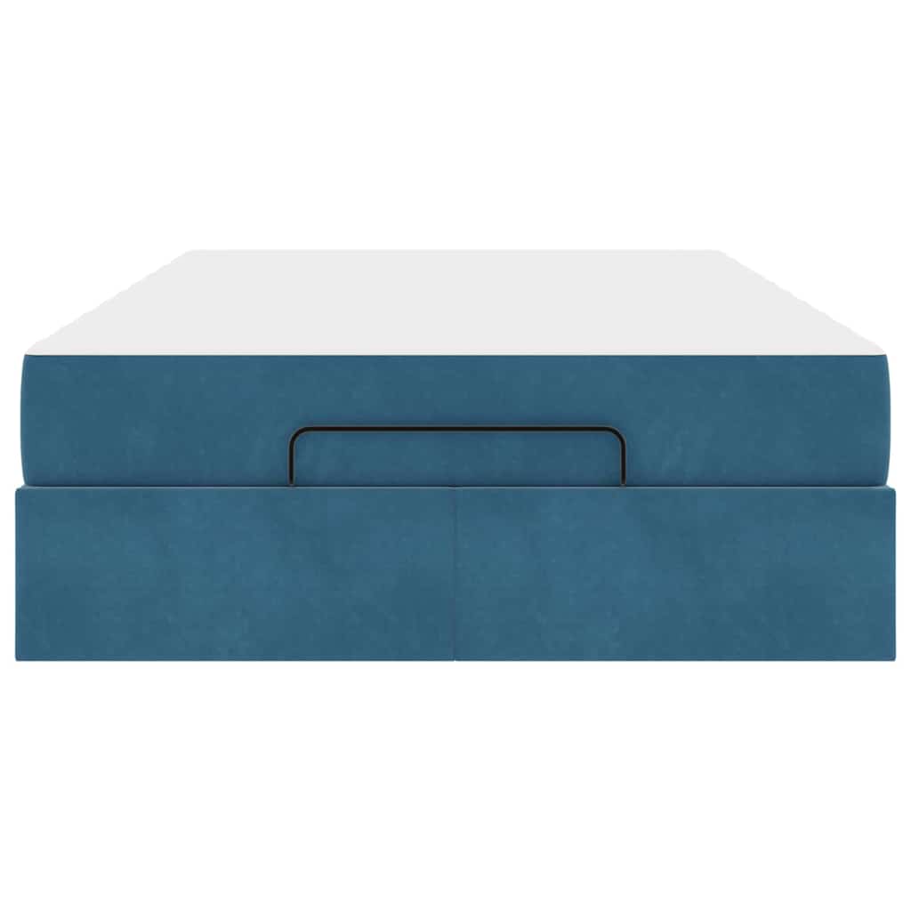 Sengestel Med Madras Med Opbevaring Blå 120 X 200 Cm Fløjl - Billede 7