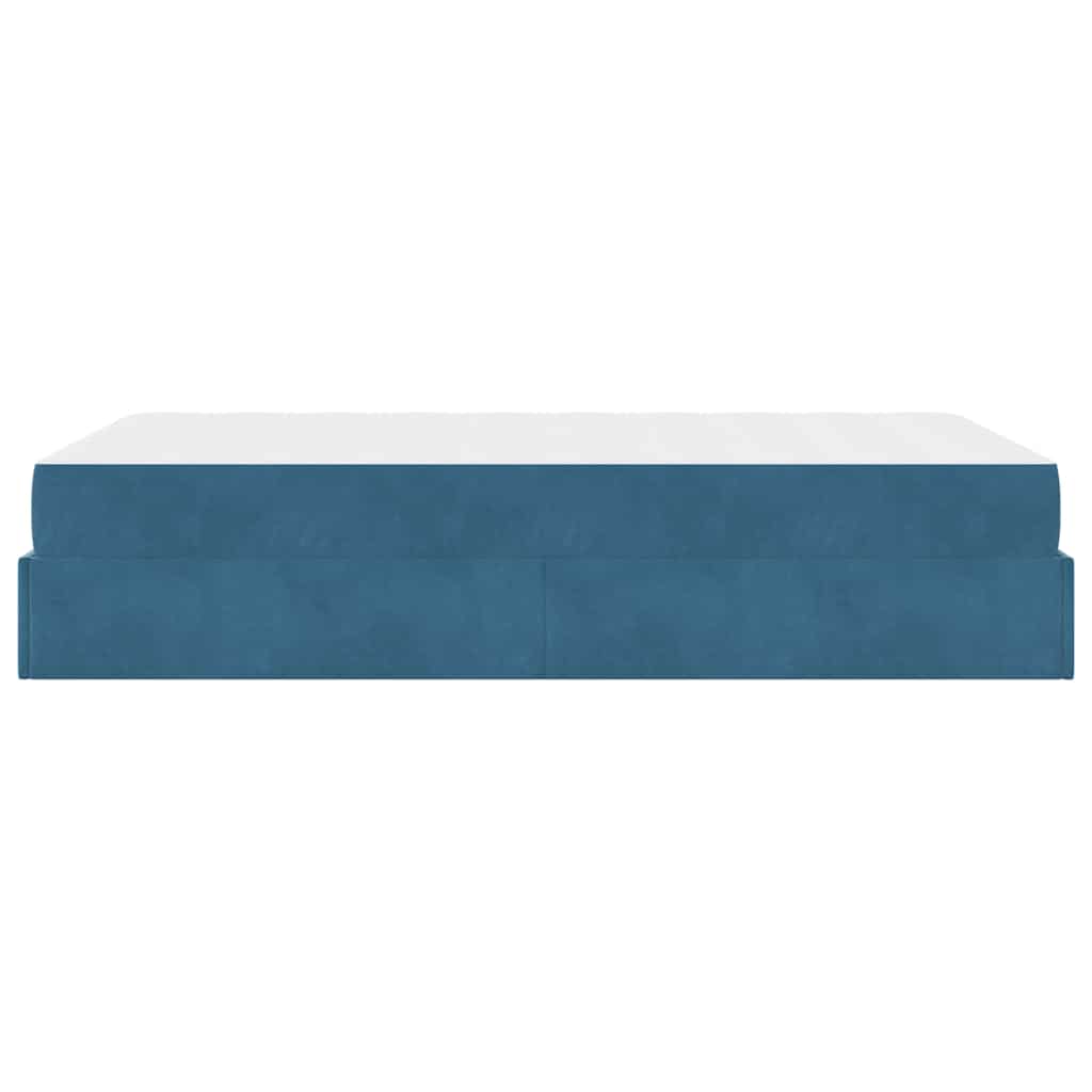 Sengestel Med Madras Med Opbevaring Blå 120 X 200 Cm Fløjl - Billede 8