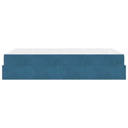 Sengestel Med Madras Med Opbevaring Blå 120 X 200 Cm Fløjl - Billede 8