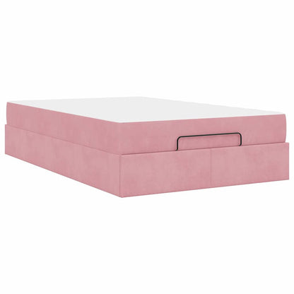 Sengestel Med Madras Med Opbevaring Lyserød 120 X 200 Cm Fløjl - Billede 8