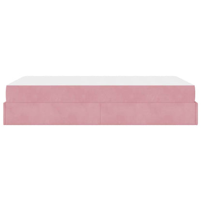 Sengestel Med Madras Med Opbevaring Lyserød 120 X 200 Cm Fløjl - Billede 7