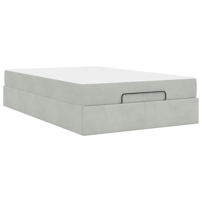 Sengestel Med Madras Med Opbevaring Lysegrå 140 X 190 Cm Fløjl - Billede 8
