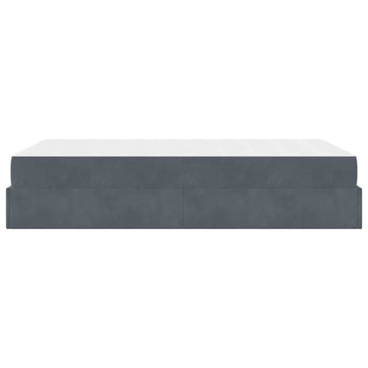 Sengestel Med Madras Med Opbevaring Mørkegrå 140 X 190 Cm Fløjl - Billede 8