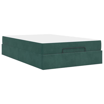 Sengestel Med Madras Mørkegrøn 140 X 190 Cm Fløjl - Billede 10
