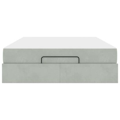 Sengestel Med Madras Med Opbevaring Lysegrå 140 X 200 Cm Fløjl - Billede 6