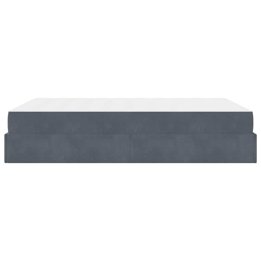 Sengestel Med Madras Med Opbevaring Mørkegrå 140 200 Cm Fløjl - Billede 8